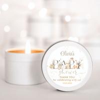 Baby Animal Baby Shower Personalised Scented Candle Favour