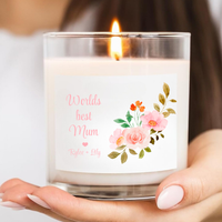 Personalised Mother’s Day Candle – Pink Floral World's Best Mum