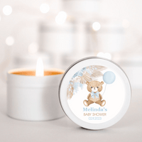 Blue Balloon Teddy Bear Baby Shower Candle Favour