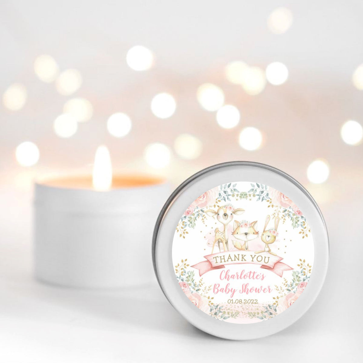 Baby Shower Cute Animals Scented Candle Favour | Personalisation | 10-12 hours burn time | Soy Wax Candle RISE The Candle Studio