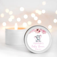 Baby Shower Pink Elephant Candle Favours | Personalisation | 10-12 hours burn time | Soy Wax Candle RISE The Candle Studio
