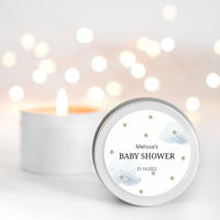 Blue Clouds & Stars Baby Shower Candle Favour for boys Candle RISE The Candle Studio
