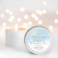 Blue First Holy Communion Scented Candle Favour Boys | Personalised | 10-12 hours burn time | Soy Wax Candle RISE The Candle Studio