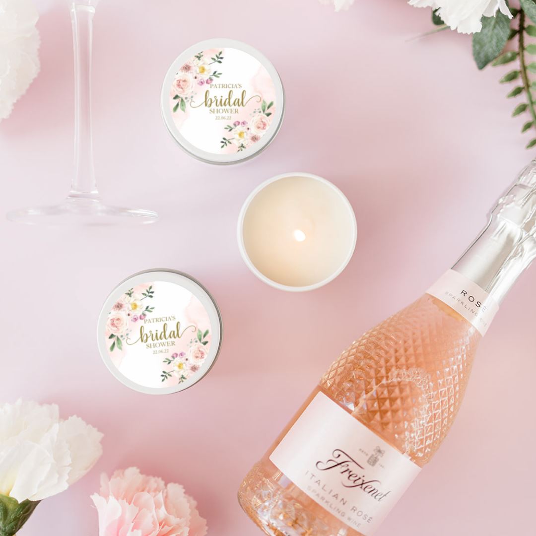 Blush Pink Bridal Shower Candle Favours | Personalisation | 10-12 hours burn time | Soy Wax Candle RISE The Candle Studio