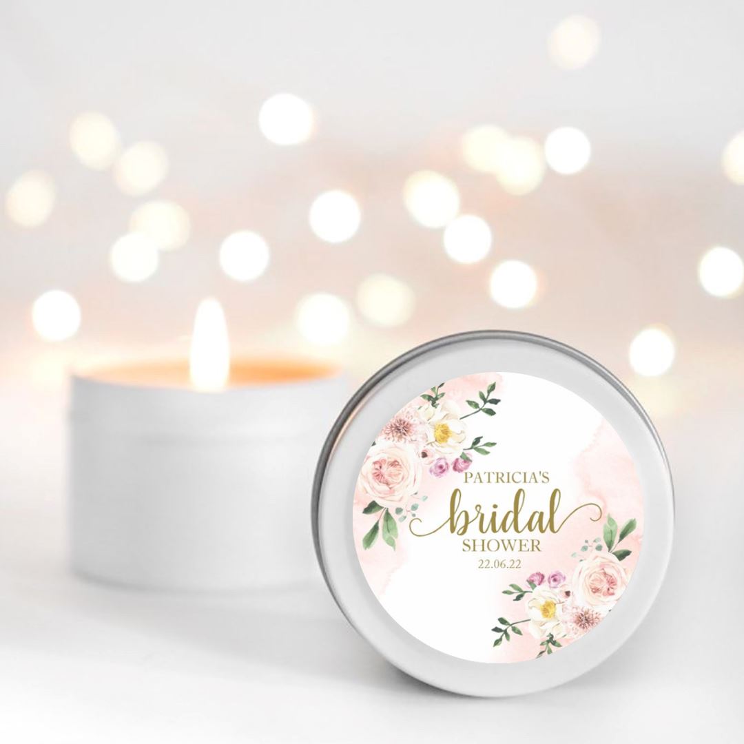 Blush Pink Bridal Shower Candle Favours | Personalisation | 10-12 hours burn time | Soy Wax Candle RISE The Candle Studio