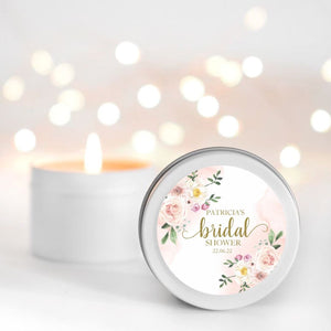 Blush Pink Bridal Shower Candle Favours | Personalisation | 10-12 hours burn time | Soy Wax Candle RISE The Candle Studio