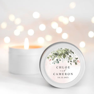 Blush Pink Thank you Candle Favours | Personalisation | 10-12 hours burn time | Soy Wax Candle RISE The Candle Studio