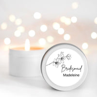Bridesmaid Gift Candle | Personalised | Small Tin | 10-12 hours burn time | Soy Wax Candle RISE The Candle Studio