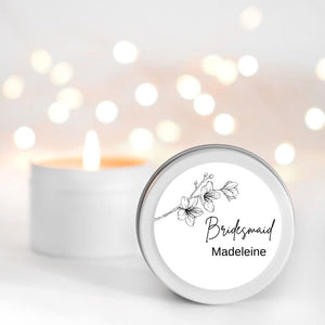 Bridesmaid Gift Candle | Personalised | Small Tin | 10-12 hours burn time | Soy Wax Candle RISE The Candle Studio