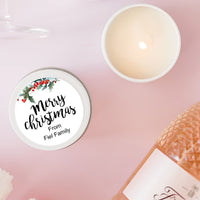 Christmas Holly Top Personalised Candle Small Travel tin Candle RISE The Candle Studio