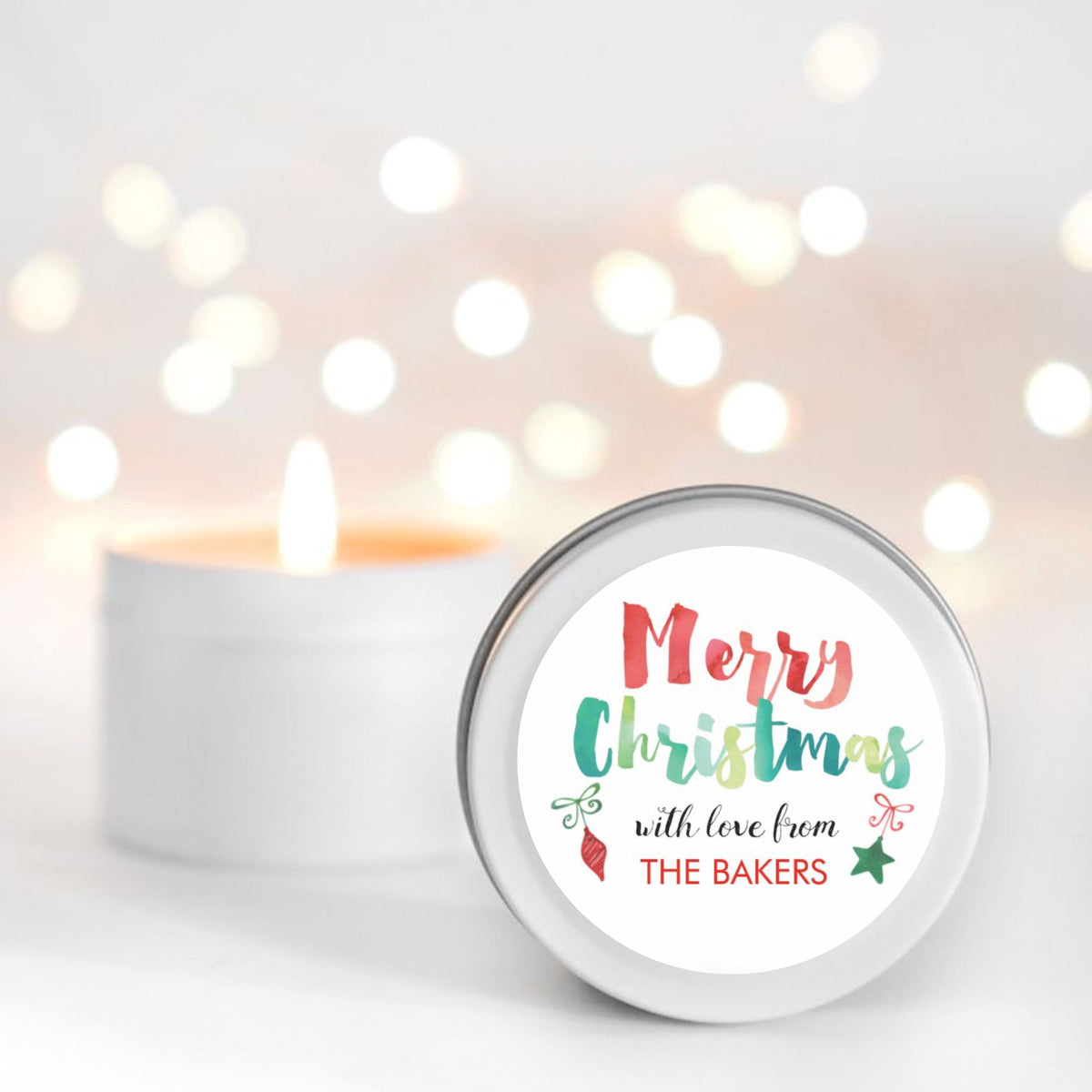 Christmas Personalised Candle Small Travel tin Candle RISE The Candle Studio