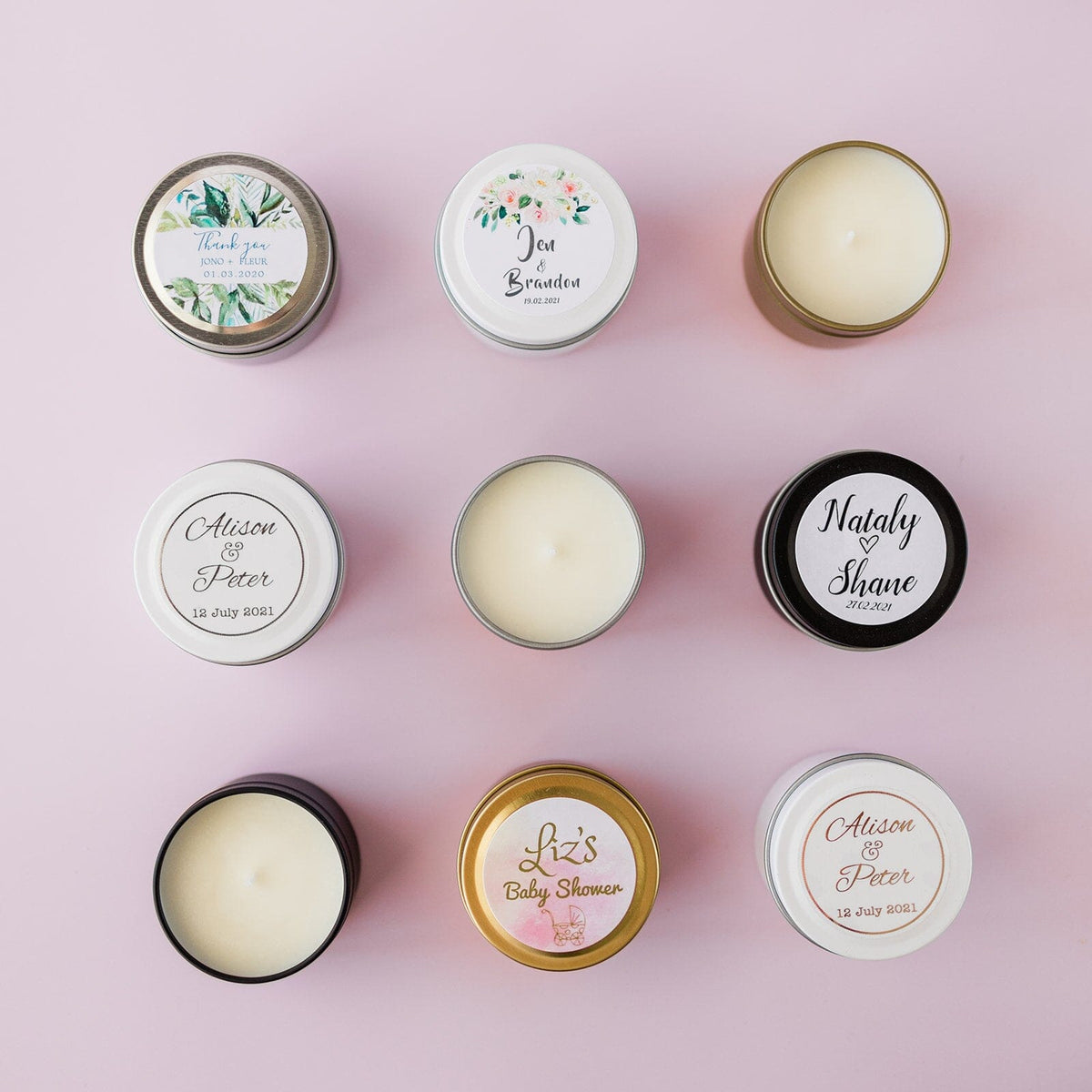 Custom Design Candle Favours Candle RISE The Candle Studio