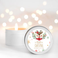 Cute Reindeer Personalised Candle Small Travel tin | teachers gifts Candle RISE The Candle Studio