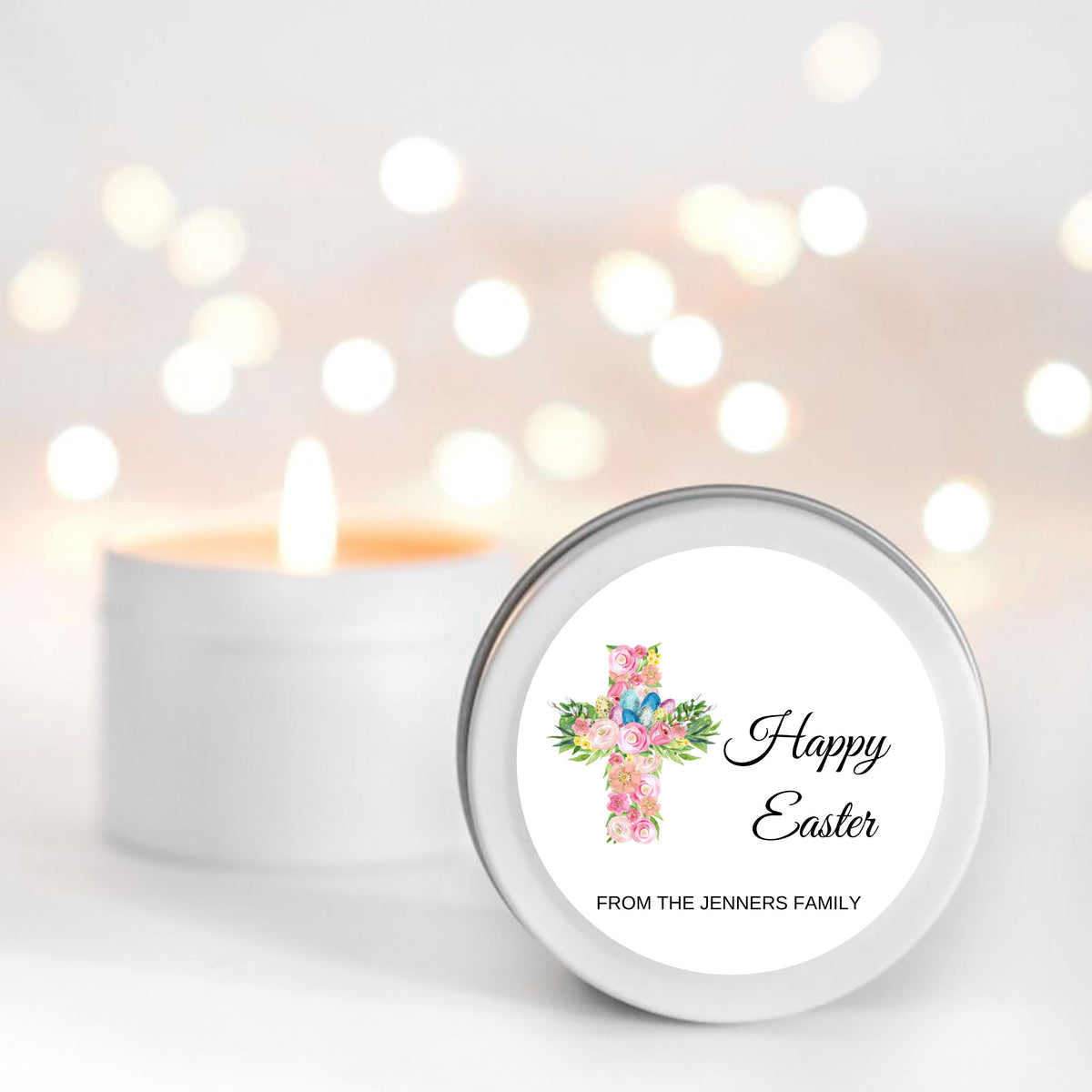 Easter Cross Candles | Personalised | 10-12 hours burn time | Soy Wax Candle RISE The Candle Studio