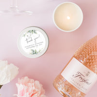 Elegant greenery eucalyptus personalised candle favour RISE The Candle Studio