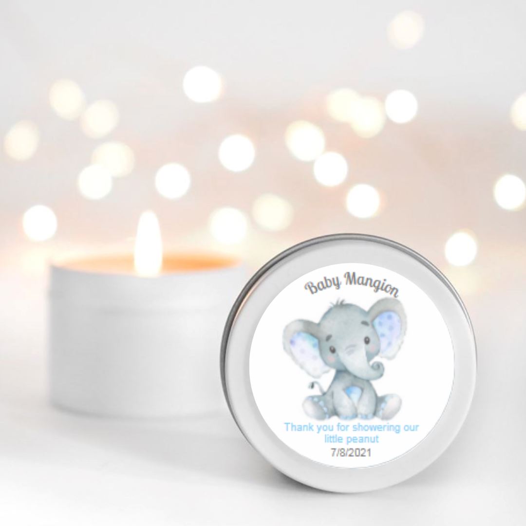 Elephant Baby Shower Candle Favours | Personalisation | 10-12 hours burn time | Soy Wax Candle RISE The Candle Studio
