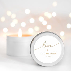 Gold Love Scented Candle Favour | Personalisation | 10-12 hours burn time | Soy Wax Candle RISE The Candle Studio