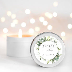 Greenery Wedding Candle Favours | Personalisation | 10-12 hours burn time | Soy Wax Candle RISE The Candle Studio