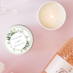 Greenery Wedding Candle Favours | Personalisation | 10-12 hours burn time | Soy Wax Candle RISE The Candle Studio