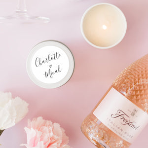 Hand Drawn Heart Wedding personalised candle favours RISE The Candle Studio