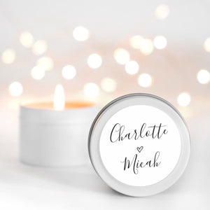 Hand Drawn Heart Wedding personalised candle favours RISE The Candle Studio