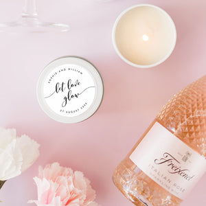 Let love glow personalised candle favours RISE The Candle Studio