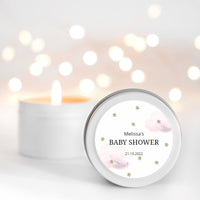 Pink Clouds & Stars Baby Shower Candle Favour for girls Candle RISE The Candle Studio