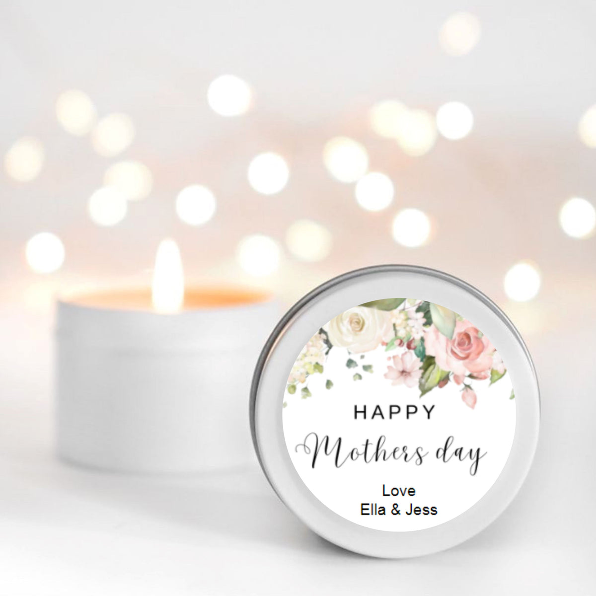 Pink Flowers Mother's Day Candle Gift | Personalised | 10-12 hours burn time | Soy Wax Candle RISE The Candle Studio