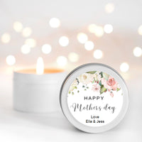 Pink Flowers Mother's Day Candle Gift | Personalised | 10-12 hours burn time | Soy Wax Candle RISE The Candle Studio