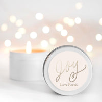 Rose Gold JOY pink Personalised Candle Small Travel tin Candle RISE The Candle Studio