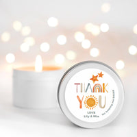 Thank you for helping me SHINE Personalised Candle Small Travel tin Candle RISE The Candle Studio