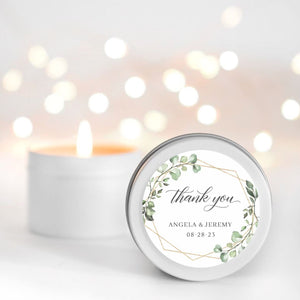Wedding Candle Favour Geo | Personalised | 10-12 hours burn time | Soy Wax Candle RISE The Candle Studio 