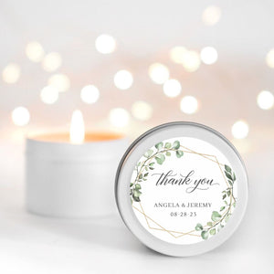 Wedding Candle Favour Geo | Personalised | 10-12 hours burn time | Soy Wax Candle RISE The Candle Studio