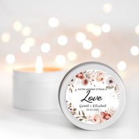 Wedding Candle Favour Love Flowers | Personalised | 10-12 hours burn time | Soy Wax Candle RISE The Candle Studio