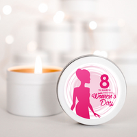 Pink International Women's Day personalised candle gifts