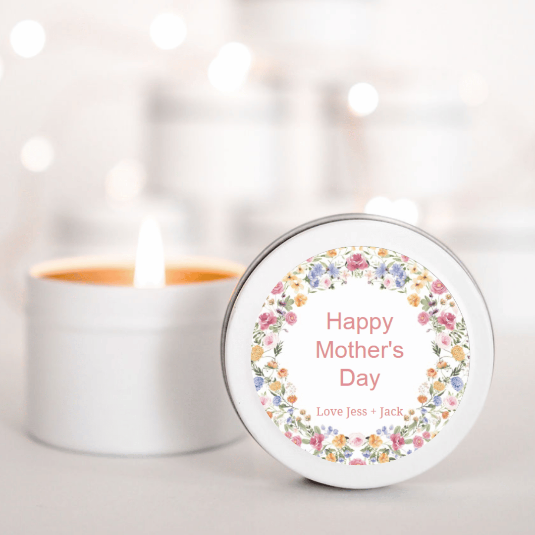 Floral Wreath Mother's Day Personalised Candle