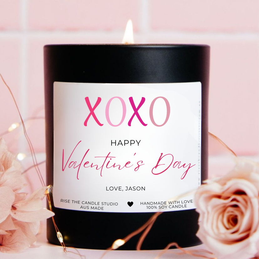 XOXO Happy Valentine's Day Personalised Valentine's Day Candle