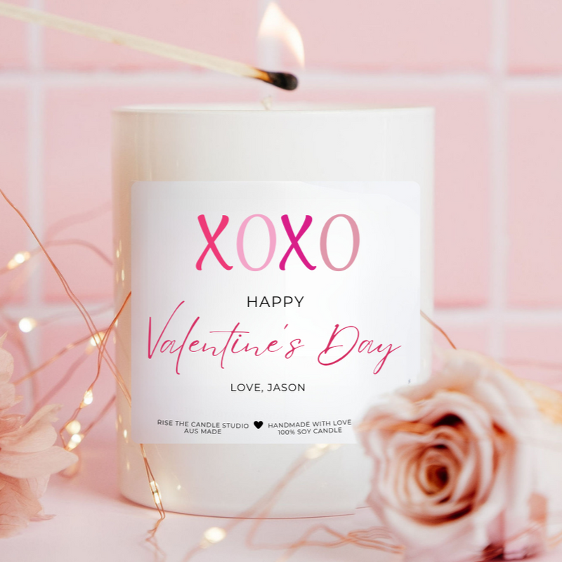 white valentine's day candle