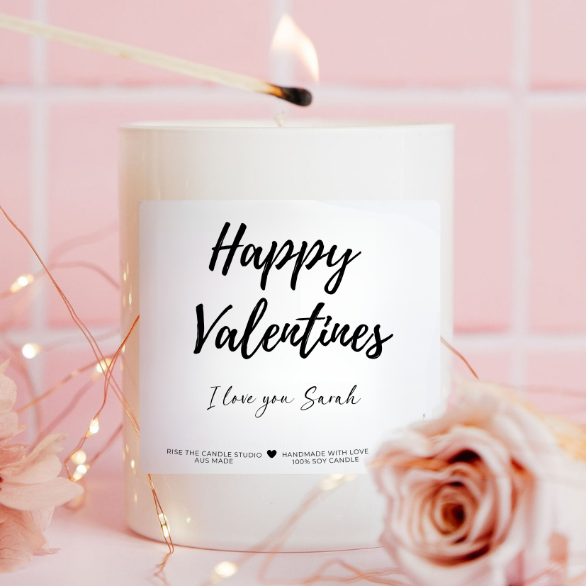 Personalised I love you valentines day candle