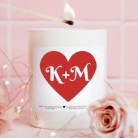 Personalised Initials in Love Heart Candle