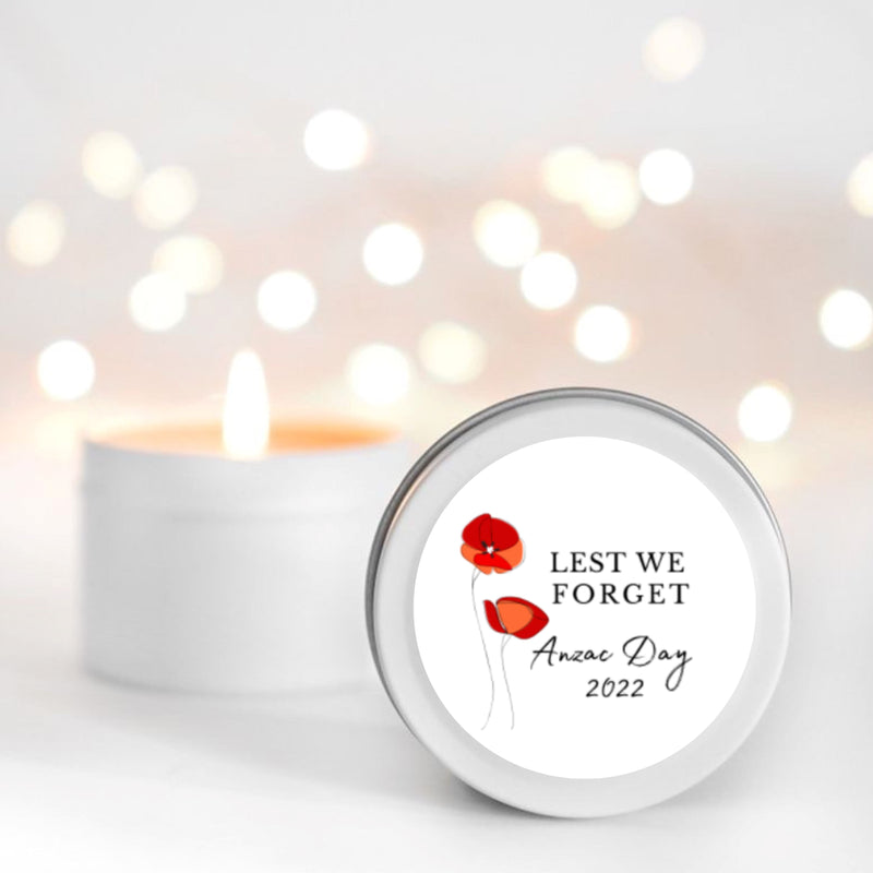 Anzac Day Candle Tin | Personalised | 10-12 hours burn time | Soy Wax Candle RISE The Candle Studio 