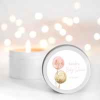 Baby Shower Pink Balloons Candle Favours | Personalisation | 10-12 hours burn time | Soy Wax Candle RISE The Candle Studio 