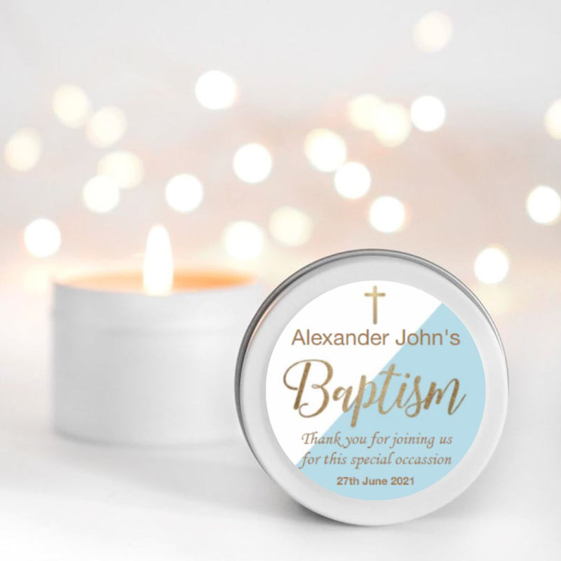 Baptism Candle Favours | Thank you candle | Personalisation | 10-12 hours burn time | Soy Wax Candle RISE The Candle Studio 