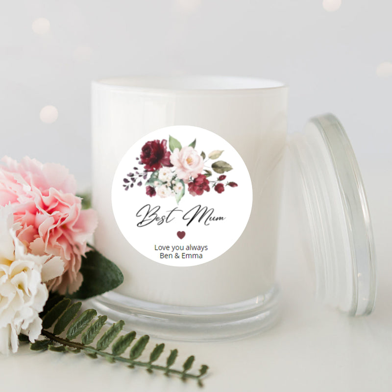 Best Mum Mother's Day Personalised Candle Large White Glassware Candle RISE The Candle Studio 