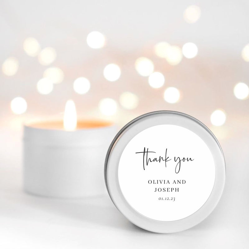 Black + White thank you personalised candle favour RISE The Candle Studio 