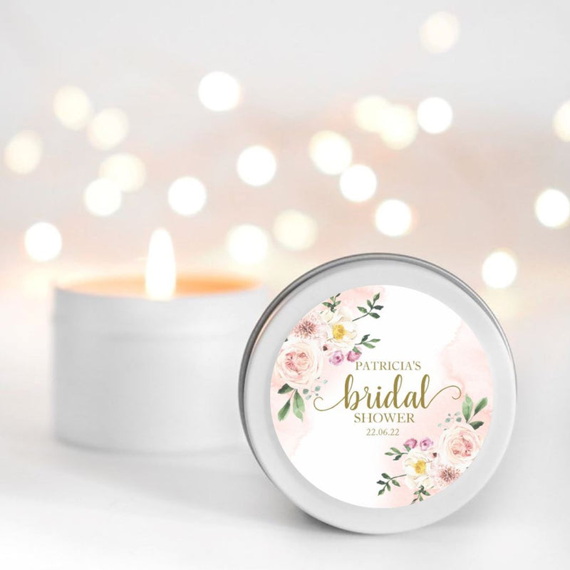 Blush Pink Bridal Shower Candle Favours | Personalisation | 10-12 hours burn time | Soy Wax Candle RISE The Candle Studio 