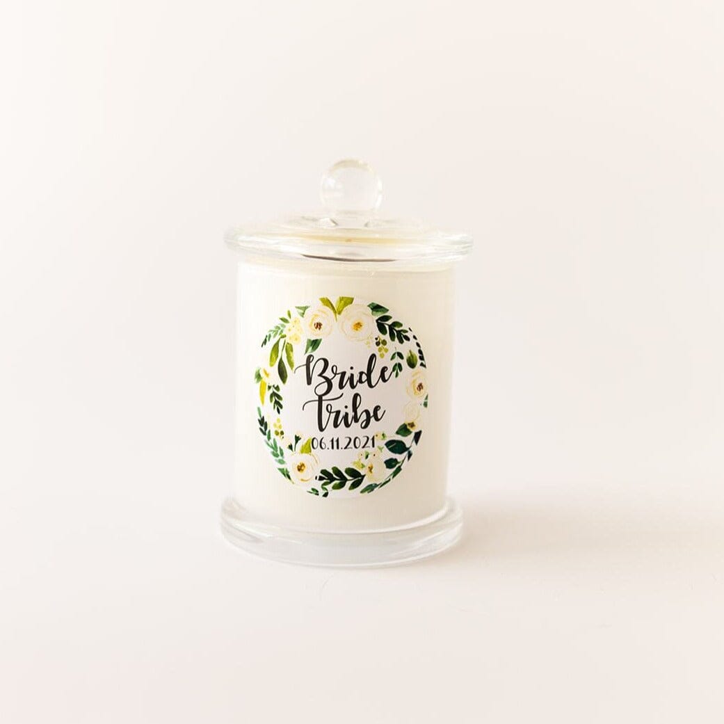 Bride Tribe Personalised Candle | Medium White Glassware | Custom design labels available Candle RISE The Candle Studio 