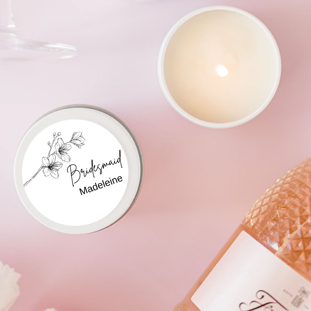 Bridesmaid Gift Candle | Personalised | Small Tin | 10-12 hours burn time | Soy Wax Candle RISE The Candle Studio 
