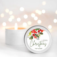 Christmas Holly Personalised Candle Small Travel tin Candle RISE The Candle Studio 