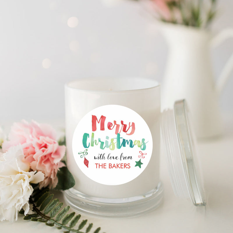 Christmas Personalised Candle Medium White Glassware Candle RISE The Candle Studio 